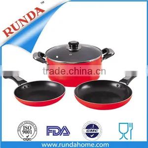 2016 Hot Selling 4pcs Aluminium Sauce Pot and Frypan Cookware Set With Inner Non-stick Coating thumbnail-1