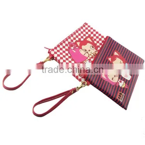 New Women Lady Cute Leather Cosmetic Coin Cellphone Makeup Pouch Bag Custom Pu Printing Wallet thumbnail-4