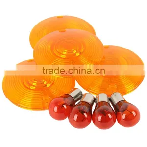 Orange ABS Turn Signal Lens Bulbs For Touring FLT FLHR FLSTC FXRD FXRT thumbnail-1