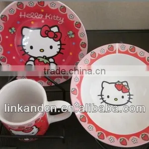 KC-00290/ceramic Tableware Dinner Set/3pcs Hello Kitty Design thumbnail-1