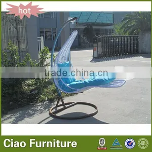 Outdoor Adult Swing Garden Moon Shape Rattan Hanging Chair thumbnail-1