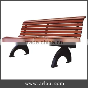 Outdoor Solid Wood Bench Cast Iron Legs thumbnail-1