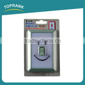 New Design Decoration Kids Room Smile Wireless 6 Led Switch Night Light With Hook & Loop Adhesive Strips thumbnail-2
