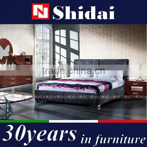 Blue Fabric Cloth QUEEN Size Platform Bed Frame & Slats Modern Home Bedroom NEW thumbnail-1