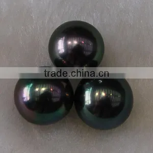 15-16mm Natural Big Peacock Green Tahitian Pearl Beads thumbnail-1