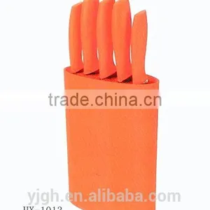 HX-1013 5pcs Plastic Handle Kitchen Knife Set With Knife Holder thumbnail-1