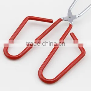 Red Rubber Handle Scissor Food Serving Tongs/ BBQ Tongs thumbnail-3