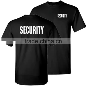 Pre-Shrunk 100% Cotton Short Sleeves Silk Printing T Shirt Black Security Guard Uniforms For Men thumbnail-1