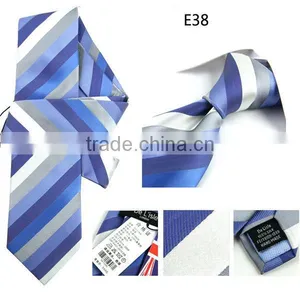 HD16-T57 OEM Natural 100%silk Jacguard Woven Stripped Neck Tie for Business thumbnail-1