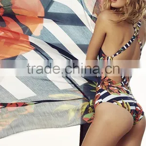 Ladies Flower and Triangle One Piece Swimwear thumbnail-2