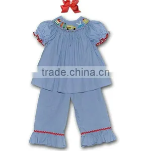 Infant/Toddler Girl Hand Smocked School Girl's Pants Set, Smocked American Bloomers Set thumbnail-1