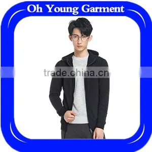 Wholesale Blank Hoodies Black Stylish Streetwear Hip Hop Zipper Men's Sweatshirt Tracksuit Sports Gym Hoodie With Pocket thumbnail-1