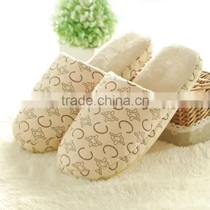 T160430 Autumn Winter Women Shoes Casual Soft Indoor Coral Fleece Letters Pattern Girls Ladies Couple Slippers thumbnail-1