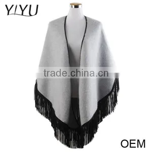 Women Winter Knitted Cashmere Poncho Capes Shawl Cardigans Sweater Coat thumbnail-1