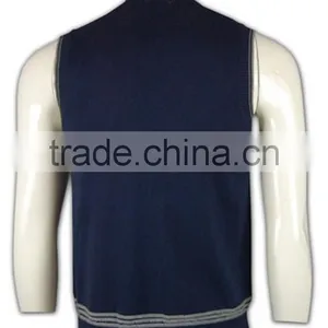 ISO9001/BSCI Manufature V-neck Navy Blue Wholesale Cheap Sweater Vest thumbnail-3