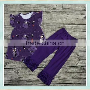 Halloween Costume Horrible Bone Print Flutter Sleeve Outfit Girls Baby Wear Festival Clothing thumbnail-1