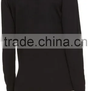High Quality Long Sleeve Rib Knit V-Necked Black and White Contrast Women Pullover thumbnail-3