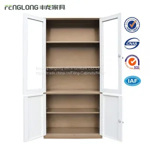 4 Door Metal Storage Cabinet Glass Filing Cabinet High White for Sale thumbnail-5