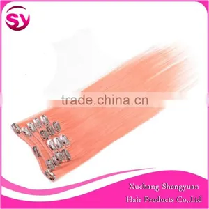 100% Remy Human Virgin Brazilian Hair, Top Quality Most Popular Wholesale Price Clip In Hair Extension Color Pink thumbnail-3
