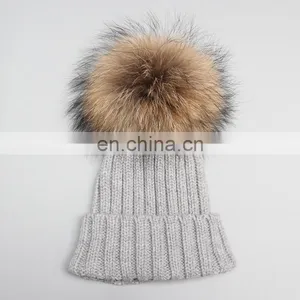 Plain Winter Knitted Hat With Pom Pom ,children Kid Knitting Cap thumbnail-5