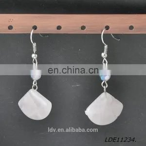 Fashionable Simple Scalloped Pink Crystal Drop Earrings Natural Stone Jewelry thumbnail-6