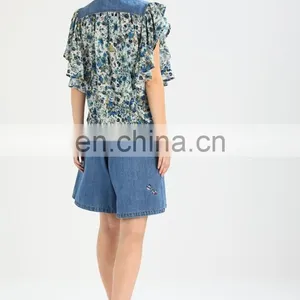 Lotus Leaf Sleeves Cheap Women Denim Jacket thumbnail-3