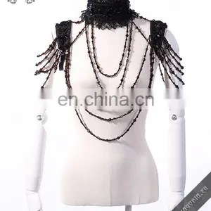Gothic Beaded Laced Necklace thumbnail-1