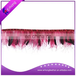 Black and Red Beautiful Ostrich Feather With Chicken Feather Decorations thumbnail-1