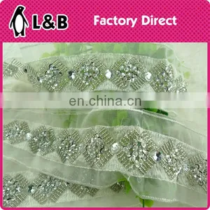 2015 Fashion Crystal Applique Rhinestone Appliques Trimming for Wedding Dress thumbnail-1