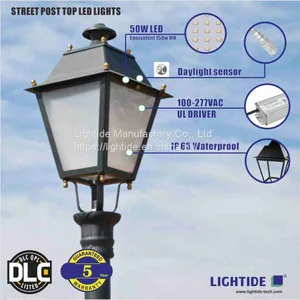 DLC Qualified Street LED Post Top Light Fixtures, 50W, 120-277VAC, 5100 Lm, 5700K, 5 Yrs Warranty thumbnail-2
