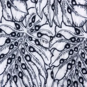 Swiss 100 Cotton Fabric for Wedding Dress Lace Embroidery thumbnail-3