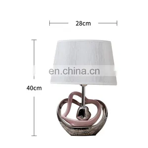 Novel Gift Item Custom Heart Shape Ceramic Base Cheap Office Hotel Pink Custom Table Lamps for Home Decor thumbnail-5