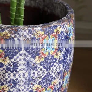 Western Art Style Antique Design Garden Indoor Decor Ceramic Purple Flower Pots for Balcony thumbnail-2