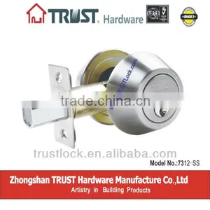 7312SS:TRUST ANSI Grade 3 Double Deadbolt Lock With Brass Cylinder thumbnail-1