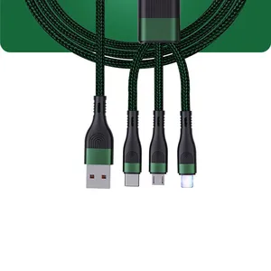 High Quality 3 in 1 Usb Cable in Super Fast Charger Cable 160 Thick Copper Wire Over 5A Data Cable for Mobile Phone thumbnail-1