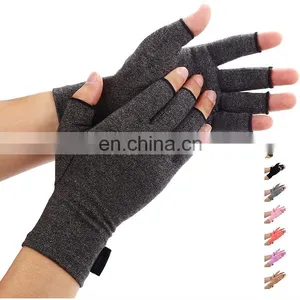 High Quality Polyester Cotton Work Hand Heated Sports Gym Fingerless Anti Arthritis Compression Gloves thumbnail-1