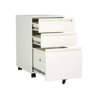 Modern Office Storage Mobile Pedestal With Universal Wheels Mobile Pedestal Combination Lock 3 Drawer Mobile Pedestal Cabinet thumbnail-1