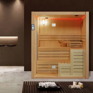 Customized Wooden Steam Sauna for Home Users With Tempered Glass Door and Cedar Sauna Interior With Far Infrared Heater. thumbnail-3