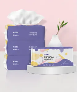 Custom Disposable Facial Towels – Large-Size Pull-Out Face Cleansing & Makeup Remover Towels, Dry & Wet Use thumbnail-1