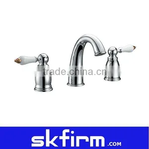 Deck Mounted 3 Pieces Bathroom Bath Basin Mixer Faucet Set thumbnail-1