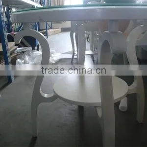 RCH-0719 White Wooden Coffee Table Legs Round Glass Tea Table thumbnail-4