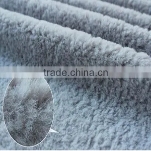 100%polyester Fake Rabbit Fur Fabric Ladies Winter Coats Fabric Grey Fabric thumbnail-3