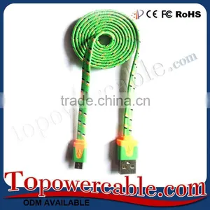 Hot Selling Colorful Mobile Phone Accessories Flat Nylon Braided USB Cable thumbnail-3