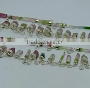 925 Silver Crystal Healing Watermelon Tourmaline Pendants thumbnail-1