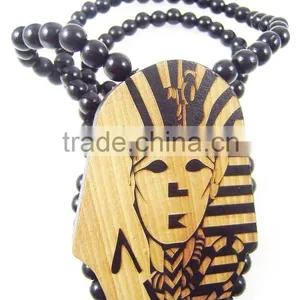 Men's Hip Hop Good Last Kings Pendants Wood Rosary Chain Beads Necklaces thumbnail-1