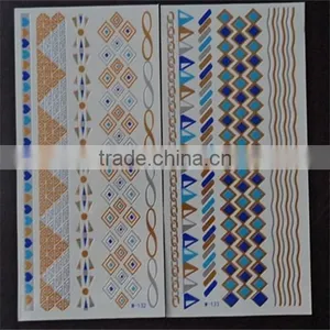 Flash Tattoos Newest Temporary Gold Silver Blue Color Tattoos 10.5*21CM thumbnail-3