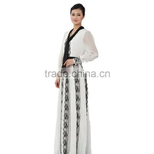 Spanish Women's Maxi Dresses Moroccan Kaftan Dress Black Lace Stripe Insert Arabic Style Evening Dresses thumbnail-5
