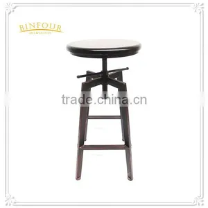 Wood Top and Black Metal Frame High Bar Chair thumbnail-1