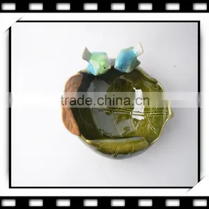 Special Leaf Shape Fruit Plate With Love Birds thumbnail-1