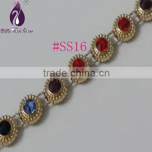 Gold UV Electroplating Diamond Trimming. Crystal Rhinestone BandingSS12 Rhinestone Banding . Wholesale thumbnail-4